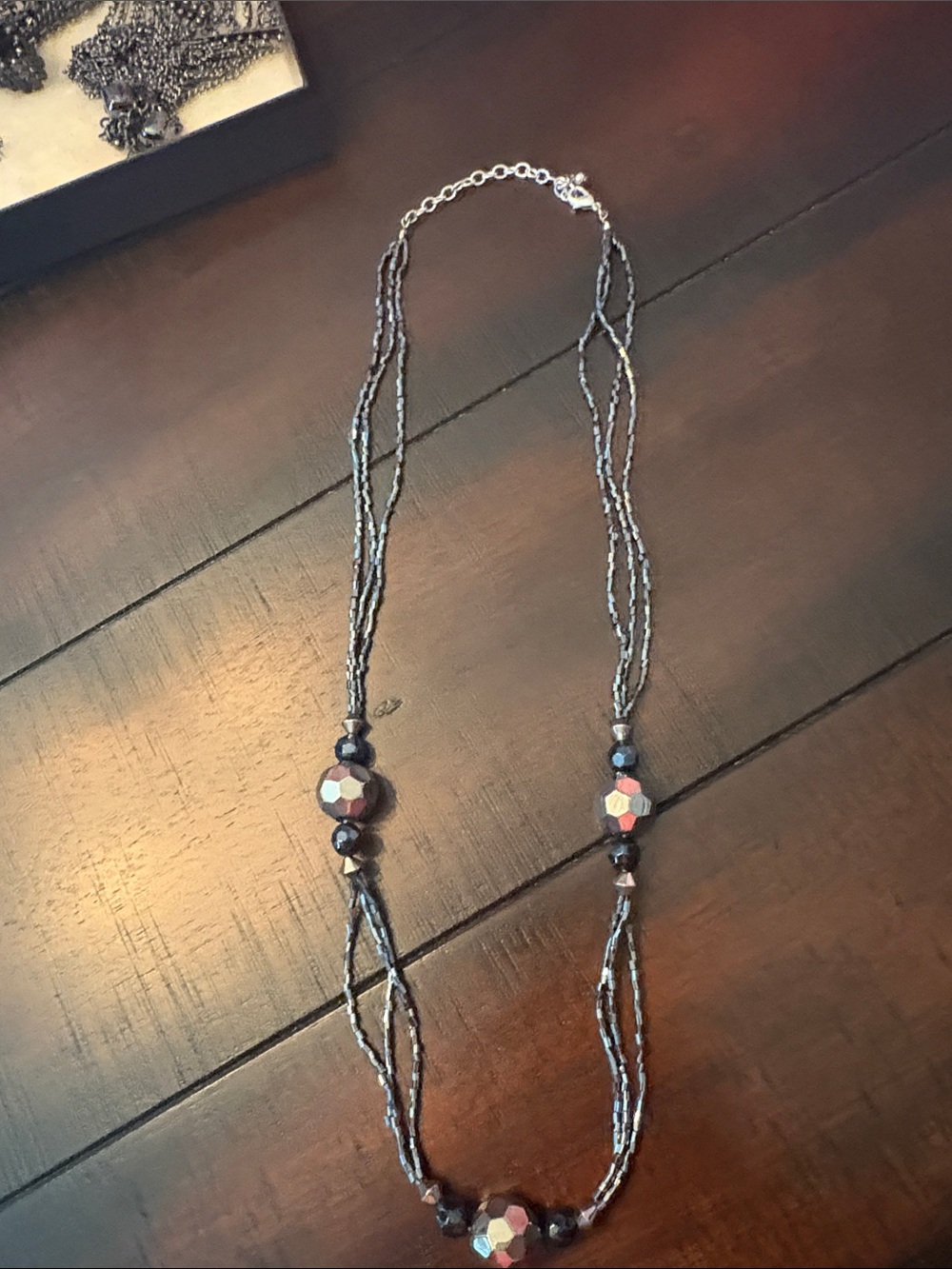 Handcrafted Black Beaded Multi-Strand Necklace